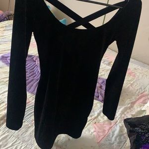 Black velvet mini dress
